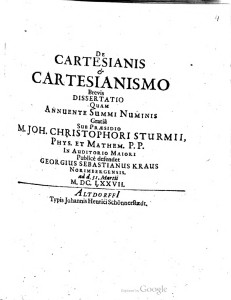 De Cartesianis & Cartesianismo Brevis Dissertatio